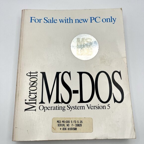 Vintage Microsoft MS-DOS Version 5 Genuine Operating System Manual 1991 NO DISC - Picture 1 of 7